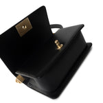 CHANEL Handbag Black Caviar Quilted Small Boy Bag Antique Gold Hardware - Redeluxe