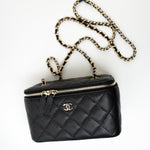 CHANEL Handbag Black Caviar Quilted Small Vanity Case LGHW - Redeluxe