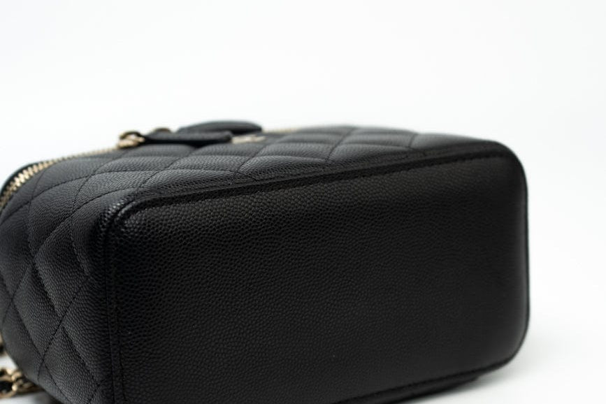 CHANEL Handbag Black Caviar Quilted Small Vanity Case LGHW - Redeluxe