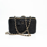 CHANEL Handbag Black Caviar Quilted Small Vanity Case LGHW - Redeluxe