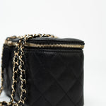 CHANEL Handbag Black Caviar Quilted Small Vanity Case LGHW - Redeluxe
