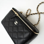 CHANEL Handbag Black Caviar Quilted Small Vanity Case LGHW - Redeluxe
