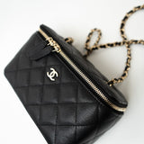 CHANEL Handbag Black Caviar Quilted Small Vanity Case LGHW - Redeluxe