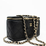 CHANEL Handbag Black Caviar Quilted Small Vanity Case LGHW - Redeluxe