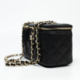 CHANEL Handbag Black Caviar Quilted Small Vanity Case LGHW - Redeluxe