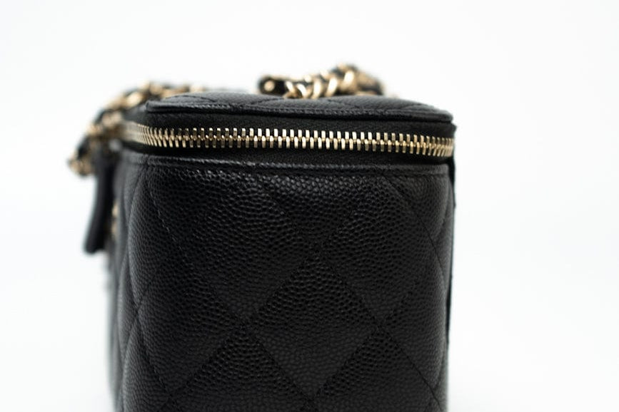 CHANEL Handbag Black Caviar Quilted Small Vanity Case LGHW - Redeluxe