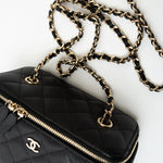 CHANEL Handbag Black Caviar Quilted Small Vanity Case LGHW - Redeluxe