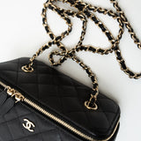 CHANEL Handbag Black Caviar Quilted Small Vanity Case LGHW - Redeluxe
