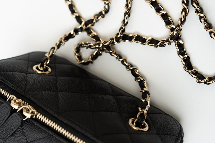 CHANEL Handbag Black Caviar Quilted Small Vanity Case LGHW - Redeluxe