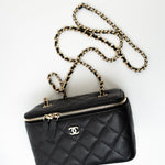 CHANEL Handbag Black Caviar Quilted Small Vanity Case LGHW - Redeluxe