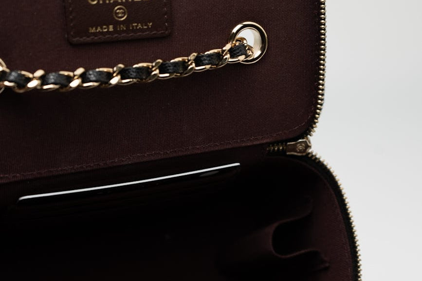 CHANEL Handbag Black Caviar Quilted Small Vanity Case LGHW - Redeluxe