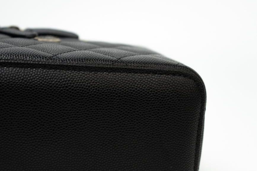 CHANEL Handbag Black Caviar Quilted Small Vanity Case LGHW - Redeluxe