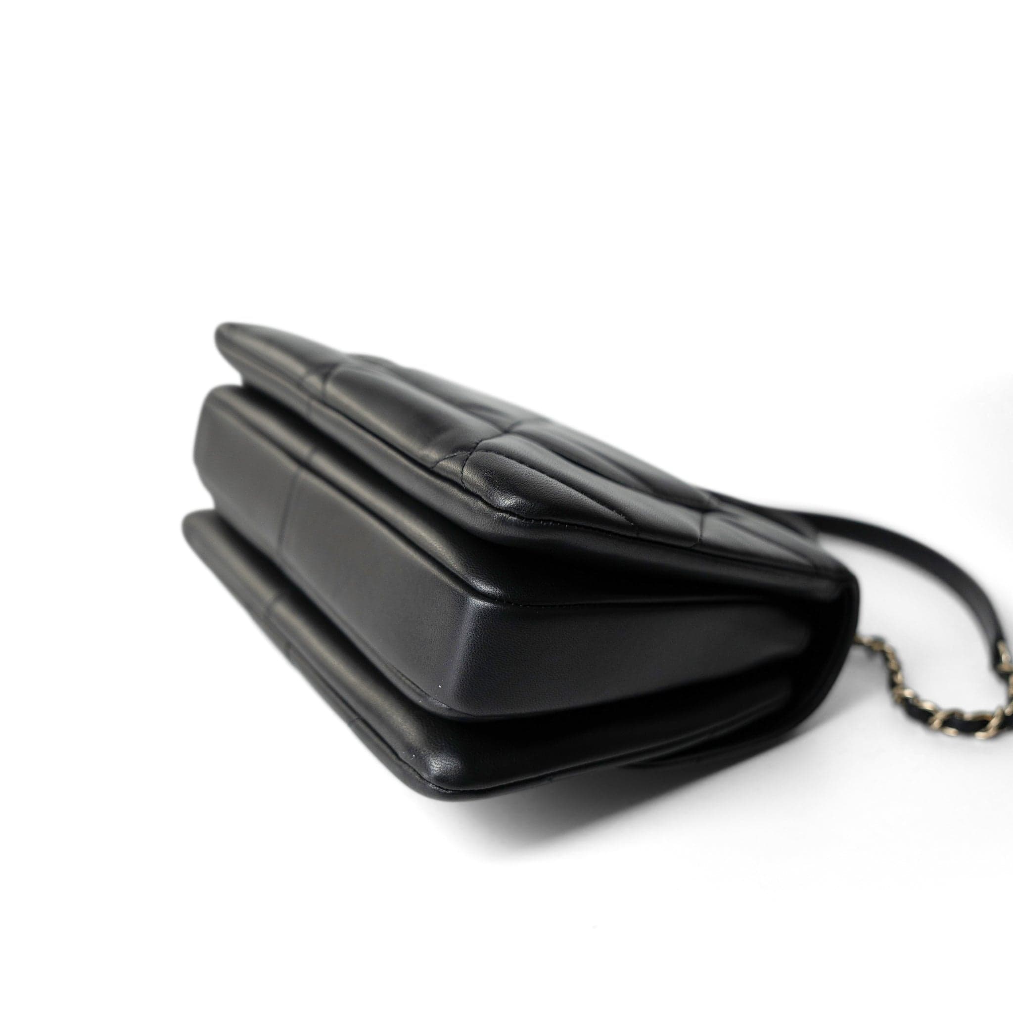 CHANEL Handbag Black Chanel Black Lambskin Quilted Trendy CC Small Bag Gold Hardware - Redeluxe