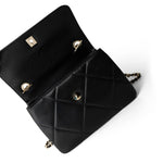CHANEL Handbag Black Chanel Black Lambskin Quilted Trendy CC Small Bag Gold Hardware - Redeluxe