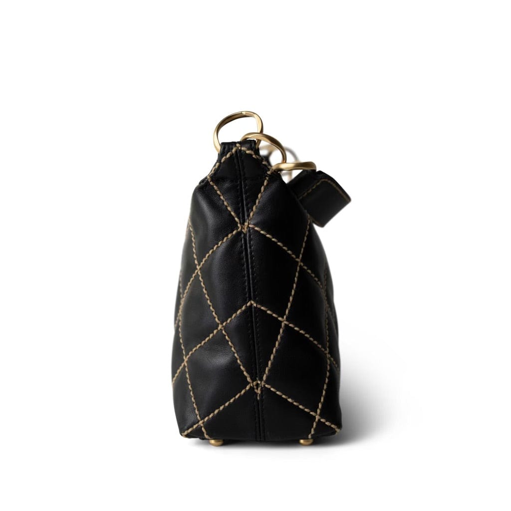 CHANEL Handbag Black Chanel Wild Stitch Black Hobo Bag - Redeluxe