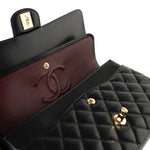 CHANEL Handbag Black Classic Flap Medium Caviar Quilted Gold Hardware - Redeluxe