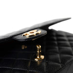 CHANEL Handbag Black Classic Flap Medium Caviar Quilted Gold Hardware - Redeluxe