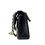 CHANEL Handbag Black Classic Flap Medium Caviar Quilted Gold Hardware - Redeluxe