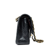 CHANEL Handbag Black Classic Flap Medium Caviar Quilted Gold Hardware - Redeluxe