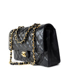 CHANEL Handbag Black Classic Flap Medium Caviar Quilted Gold Hardware - Redeluxe