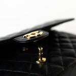 CHANEL Handbag Black Classic Flap Medium Caviar Quilted Gold Hardware - Redeluxe