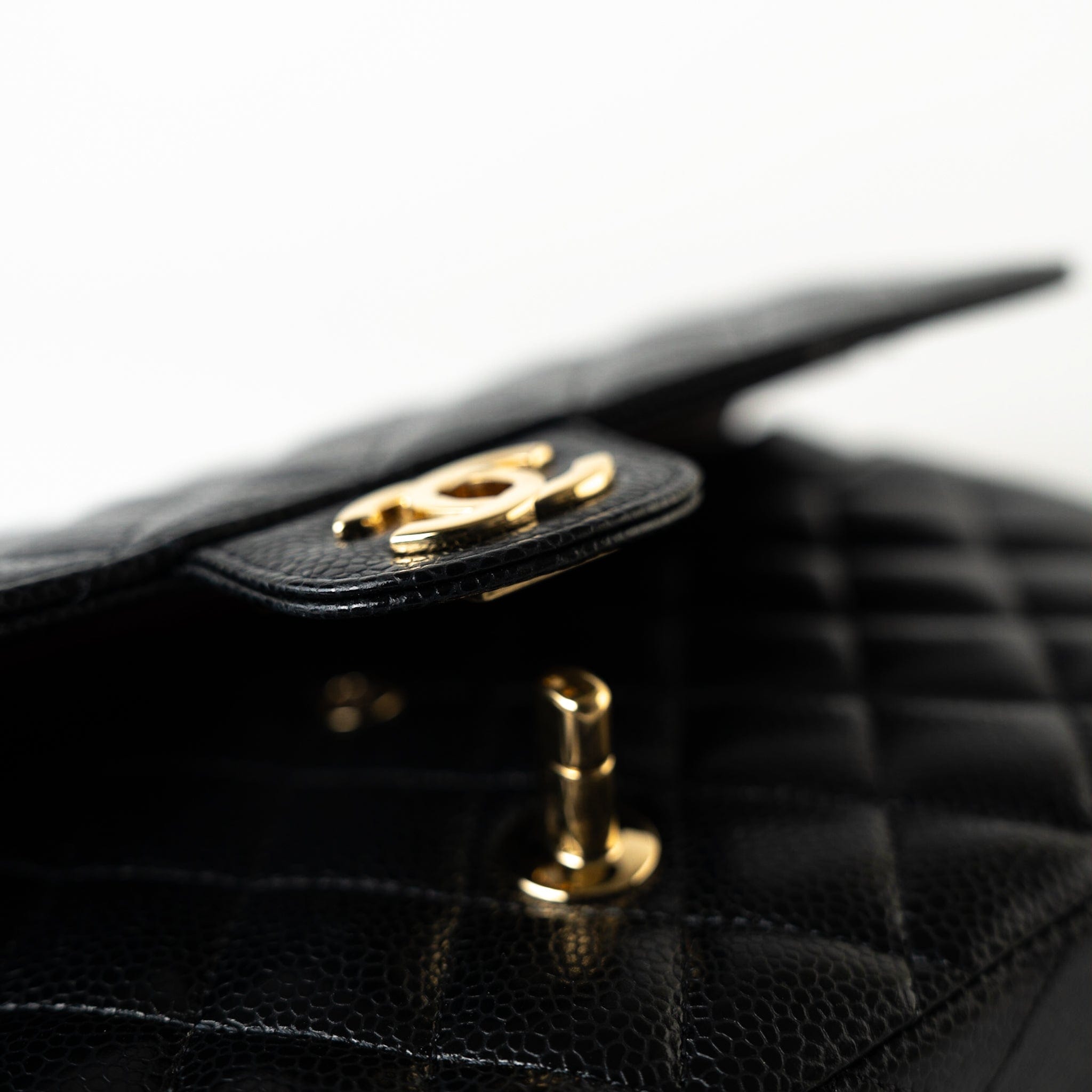 CHANEL Handbag Black Classic Flap Medium Caviar Quilted Gold Hardware - Redeluxe