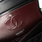 CHANEL Handbag Black Classic Flap Medium Caviar Quilted Silver Hardware - Redeluxe