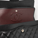 CHANEL Handbag Black Classic Flap Medium Caviar Quilted Silver Hardware - Redeluxe