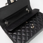 CHANEL Handbag Black Classic Flap Medium Caviar Quilted Silver Hardware - Redeluxe
