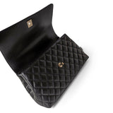 CHANEL Handbag Black / Coco Handle Black Caviar Quilted Coco Handle Medium Light Gold Hardware - Redeluxe