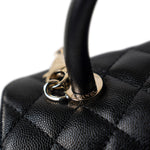 CHANEL Handbag Black / Coco Handle Black Caviar Quilted Coco Handle Medium Light Gold Hardware - Redeluxe