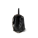 CHANEL Handbag Black / Coco Handle Black Caviar Quilted Coco Handle Medium Light Gold Hardware - Redeluxe