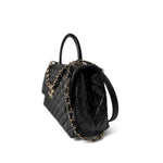 CHANEL Handbag Black / Coco Handle Black Caviar Quilted Coco Handle Medium Light Gold Hardware - Redeluxe