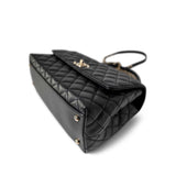 CHANEL Handbag Black / Coco Handle Black Caviar Quilted Coco Handle Medium Light Gold Hardware - Redeluxe