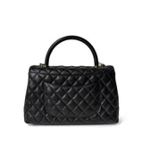 CHANEL Handbag Black / Coco Handle Black Caviar Quilted Coco Handle Medium Light Gold Hardware - Redeluxe