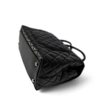 CHANEL Handbag Black / Coco Handle Black Caviar Quilted Coco Handle Medium Light Gold Hardware - Redeluxe