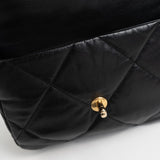 CHANEL Handbag Black Goatskin Quilted 19 Flap Small AGHW - Redeluxe