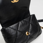 CHANEL Handbag Black Goatskin Quilted 19 Flap Small AGHW - Redeluxe