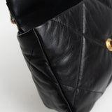 CHANEL Handbag Black Goatskin Quilted 19 Flap Small AGHW - Redeluxe