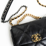 CHANEL Handbag Black Goatskin Quilted 19 Flap Small AGHW - Redeluxe