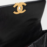 CHANEL Handbag Black Goatskin Quilted 19 Flap Small AGHW - Redeluxe