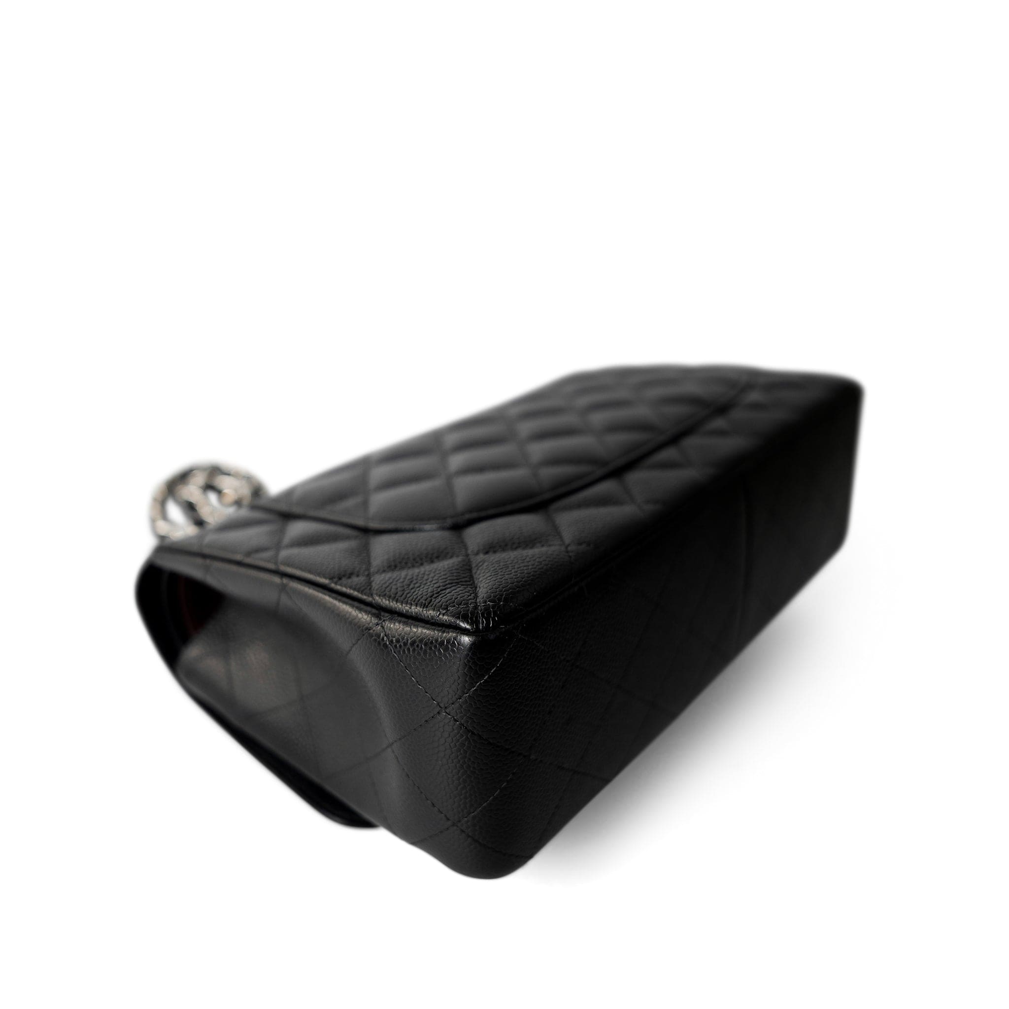 CHANEL Handbag Black Jumbo Caviar Quilted Classic Double Flap SHW - Redeluxe