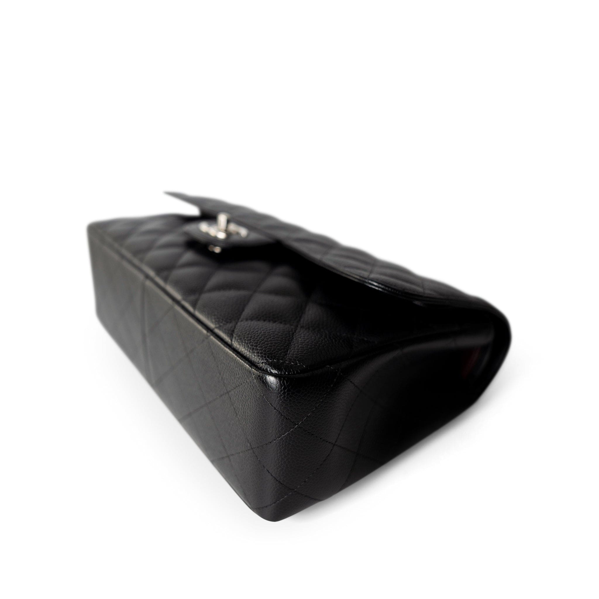 CHANEL Handbag Black Jumbo Caviar Quilted Classic Double Flap SHW - Redeluxe