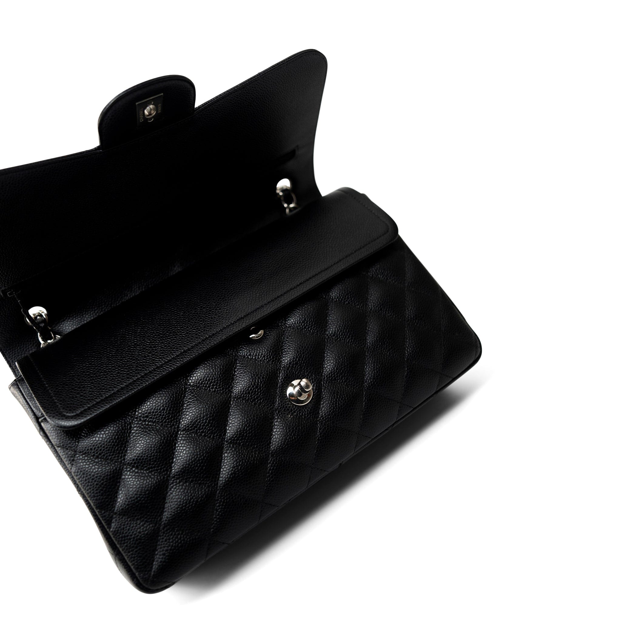 CHANEL Handbag Black Jumbo Caviar Quilted Classic Double Flap SHW - Redeluxe