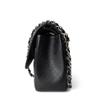 CHANEL Handbag Black Jumbo Caviar Quilted Classic Double Flap SHW - Redeluxe