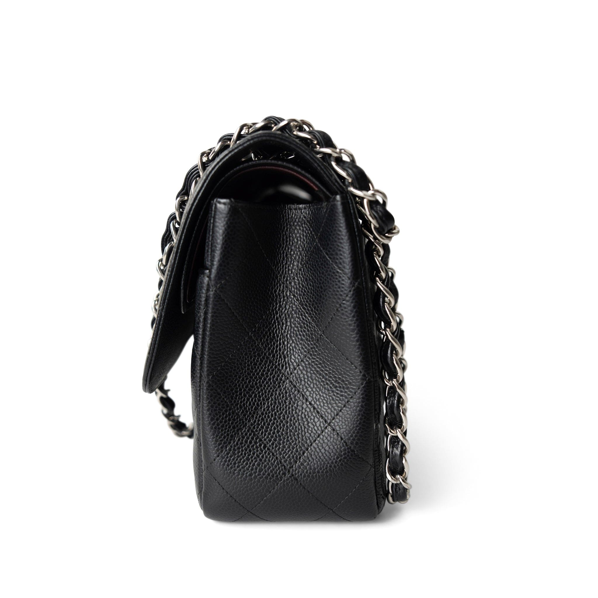 CHANEL Handbag Black Jumbo Caviar Quilted Classic Double Flap SHW - Redeluxe