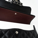 CHANEL Handbag Black Jumbo Caviar Quilted Classic Flap Silver Hardware - Redeluxe