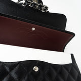 CHANEL Handbag Black Jumbo Caviar Quilted Classic Flap Silver Hardware - Redeluxe