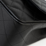 CHANEL Handbag Black Jumbo Caviar Quilted Classic Flap Silver Hardware - Redeluxe