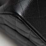 CHANEL Handbag Black Jumbo Caviar Quilted Classic Flap Silver Hardware - Redeluxe